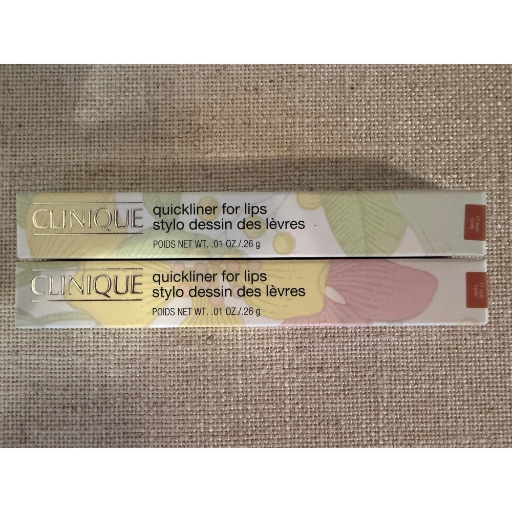 Lot of 2 Clinique Quickliner for Lips 17 Soft Nude Lip Liner Pencil New in Box